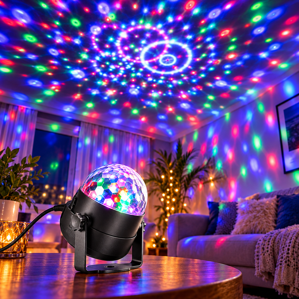 Mini RGB disko kugla 80mm, USB, do 100m2 DL80R