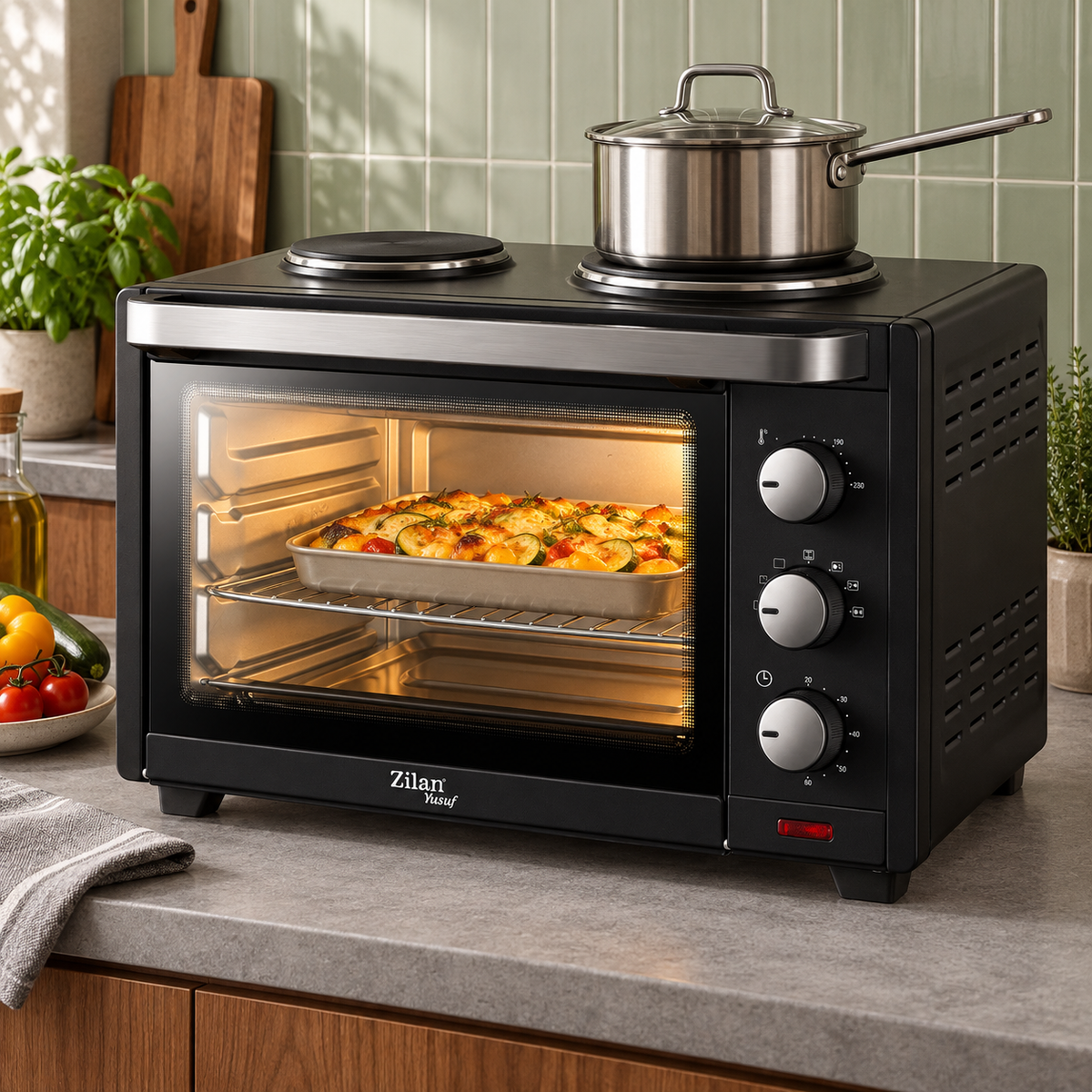 Mini pećnica sa grilom, 28 l, 3200 W, crna ZLN0997