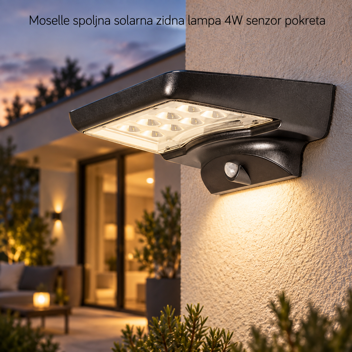 Moselle spoljna solarna zidna lampa 4W senzor pokreta