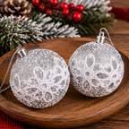 Novogodišnje kugle set 2kom  sivo srebrne 10cm  50071