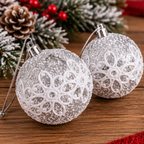 Novogodišnje kugle set 2kom  sivo srebrne 10cm  50071