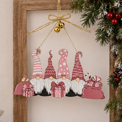 Novogodisnji drveni ukras roze  17*14cm  546677