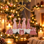 Novogodisnji drveni ukras roze  17*14cm  546677