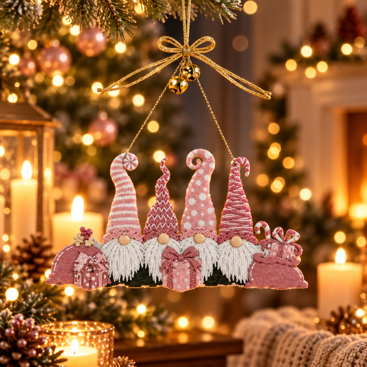 Novogodisnji drveni ukras roze  17*14cm  546677