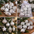 Novogodišnji ukrasi mix set 10kom srebrni 5cm  218576