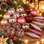 Novogodisnji ukrasi set 22 kom roze TSN120085