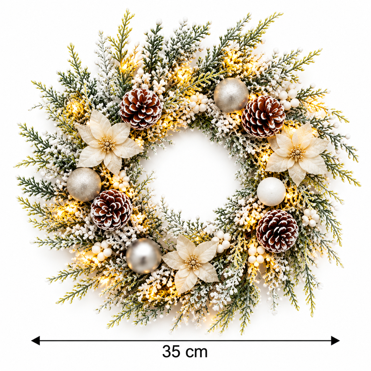 Novogodišnji venac snežna tuja  35CM 583501