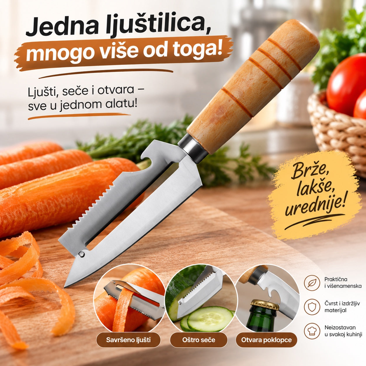 Multifunkcionalna kuhinjska ljuštilica 3u1