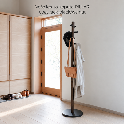 Vešalica za kapute PILLAR coat rack black/walnut
