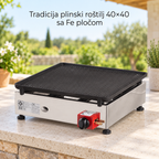 Plinski roštilj 40×40 gusana rebrasta ploča