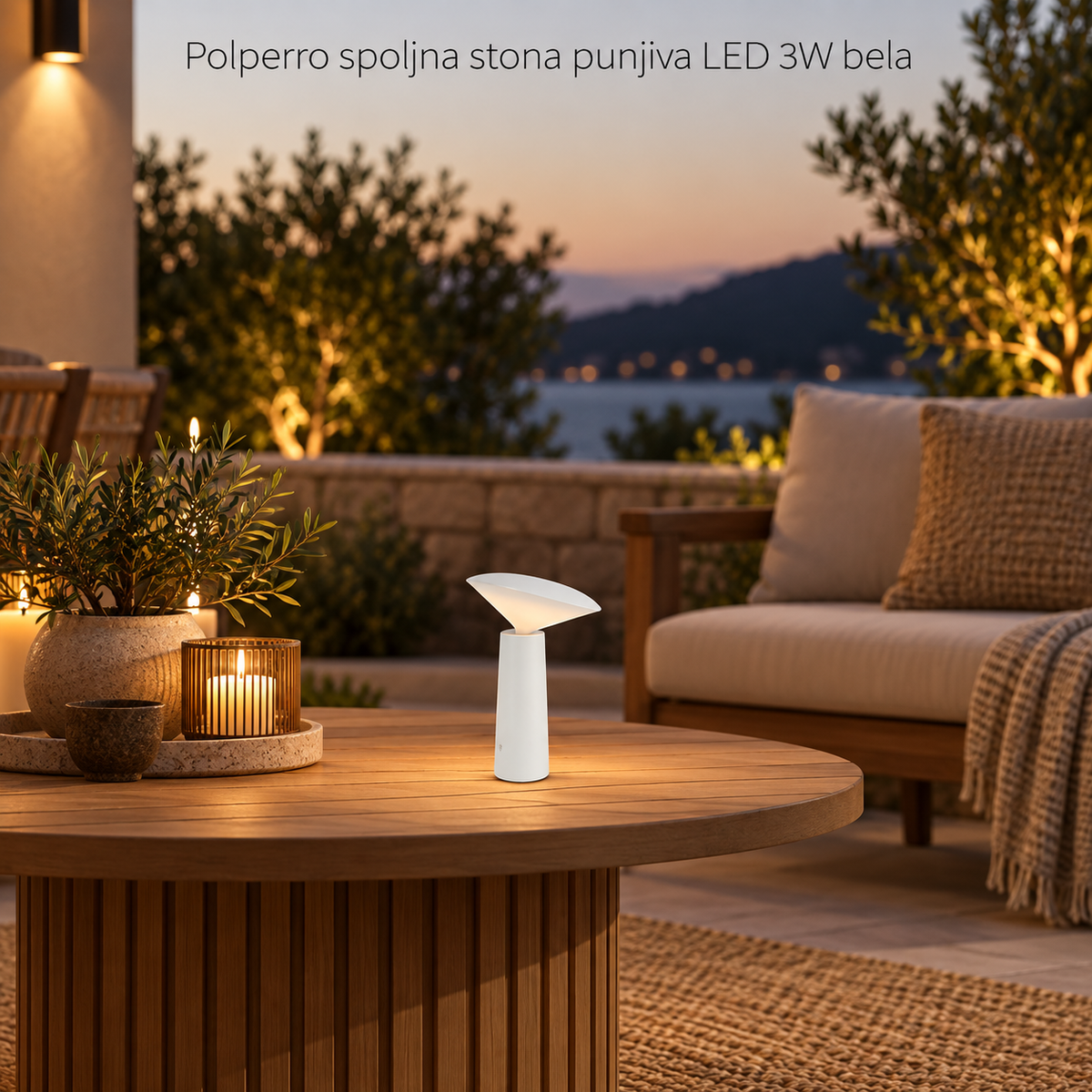 Polperro spoljna stona punjiva LED 3W bela