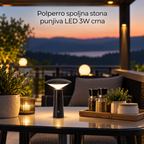 Polperro spoljna stona punjiva LED 3W  crna