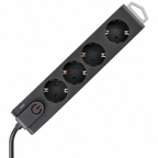 Produžni kabl sa zaštitom, 4 utičnice, 1.0 mm², 1.5 met NVT 4K/BK
