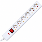Produžni kabl sa zaštitom, 6 utičnica, 1.5mm², 1.5 met NVT 06K/WH