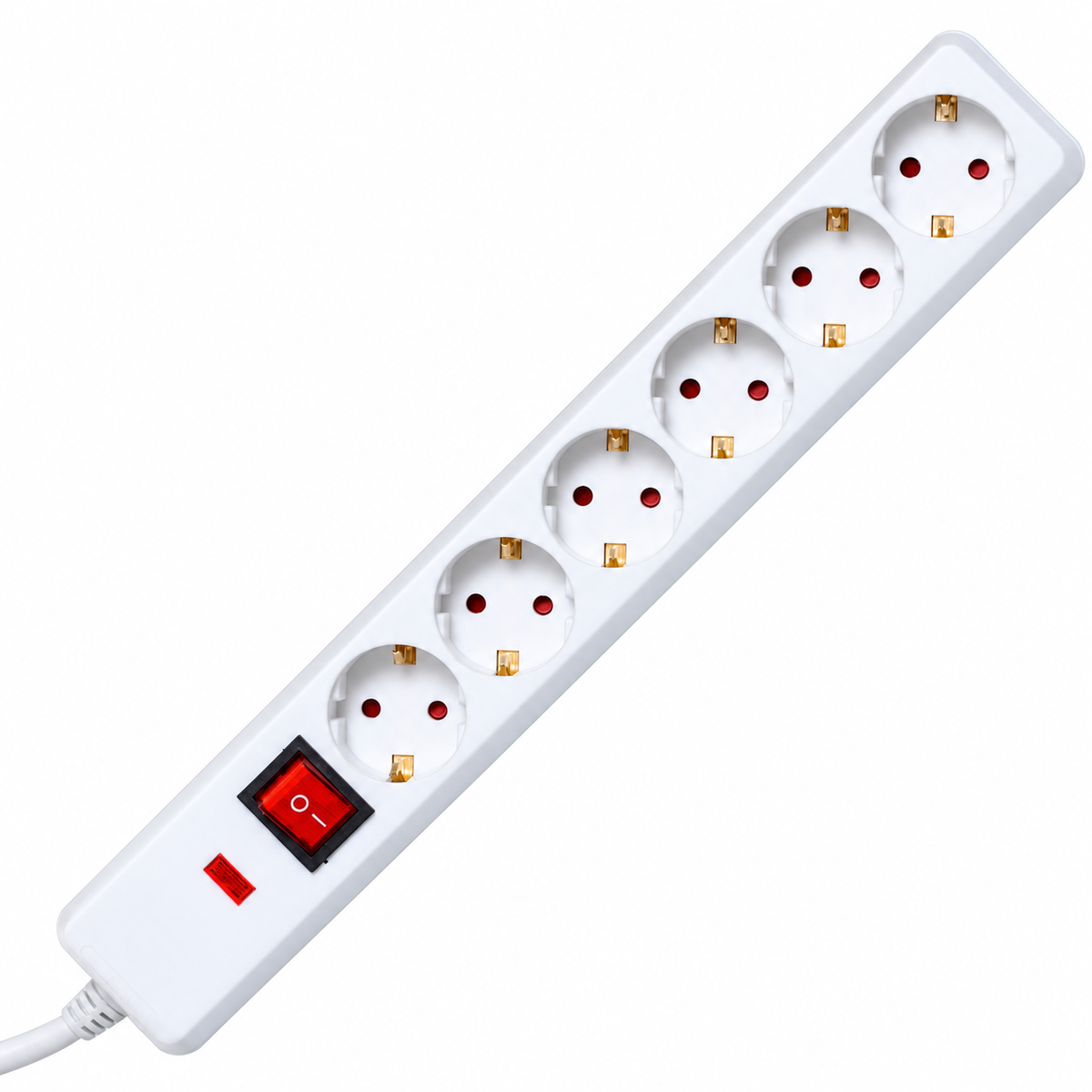Produžni kabl sa zaštitom, 6 utičnica, 1.5mm², 1.5 met NVT 06K/WH