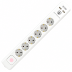 Produžni kabl sa zaštitom, 6 utičnica, 1.5mm², 1,4 met, USB NVT 06K USB/WH