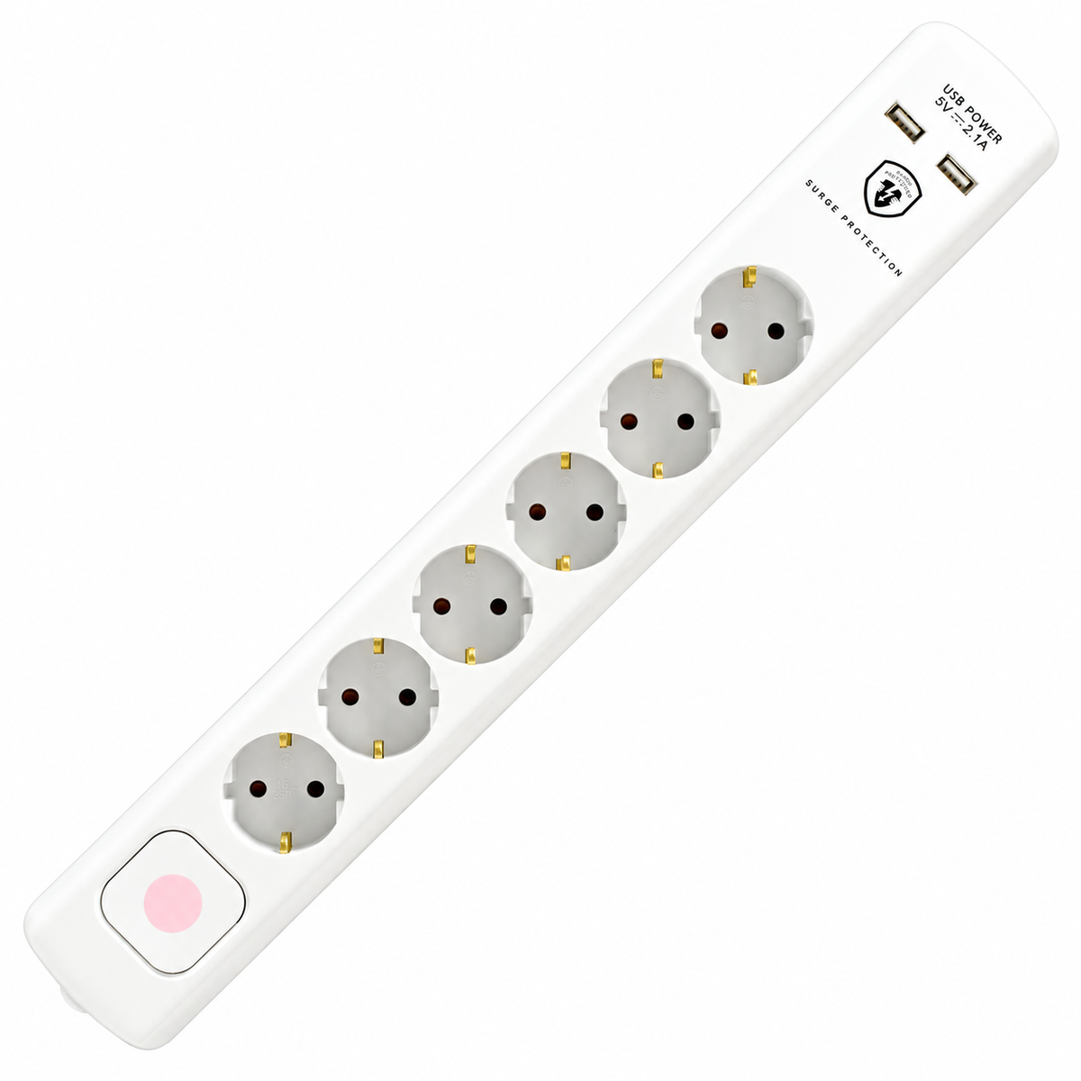 Produžni kabl sa zaštitom, 6 utičnica, 1.5mm², 1,4 met, USB NVT 06K USB/WH
