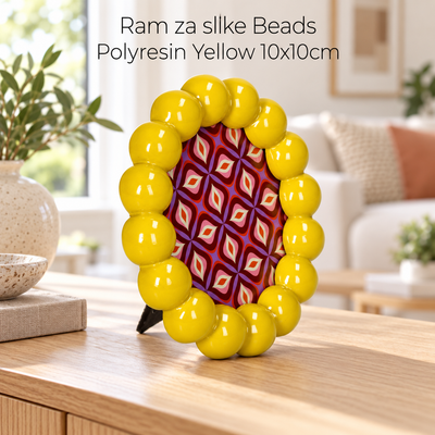 Ram za slike Beads Polyresin Yellow 10x10cm