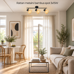 Rattan metalni bambus spot E14 3x15W