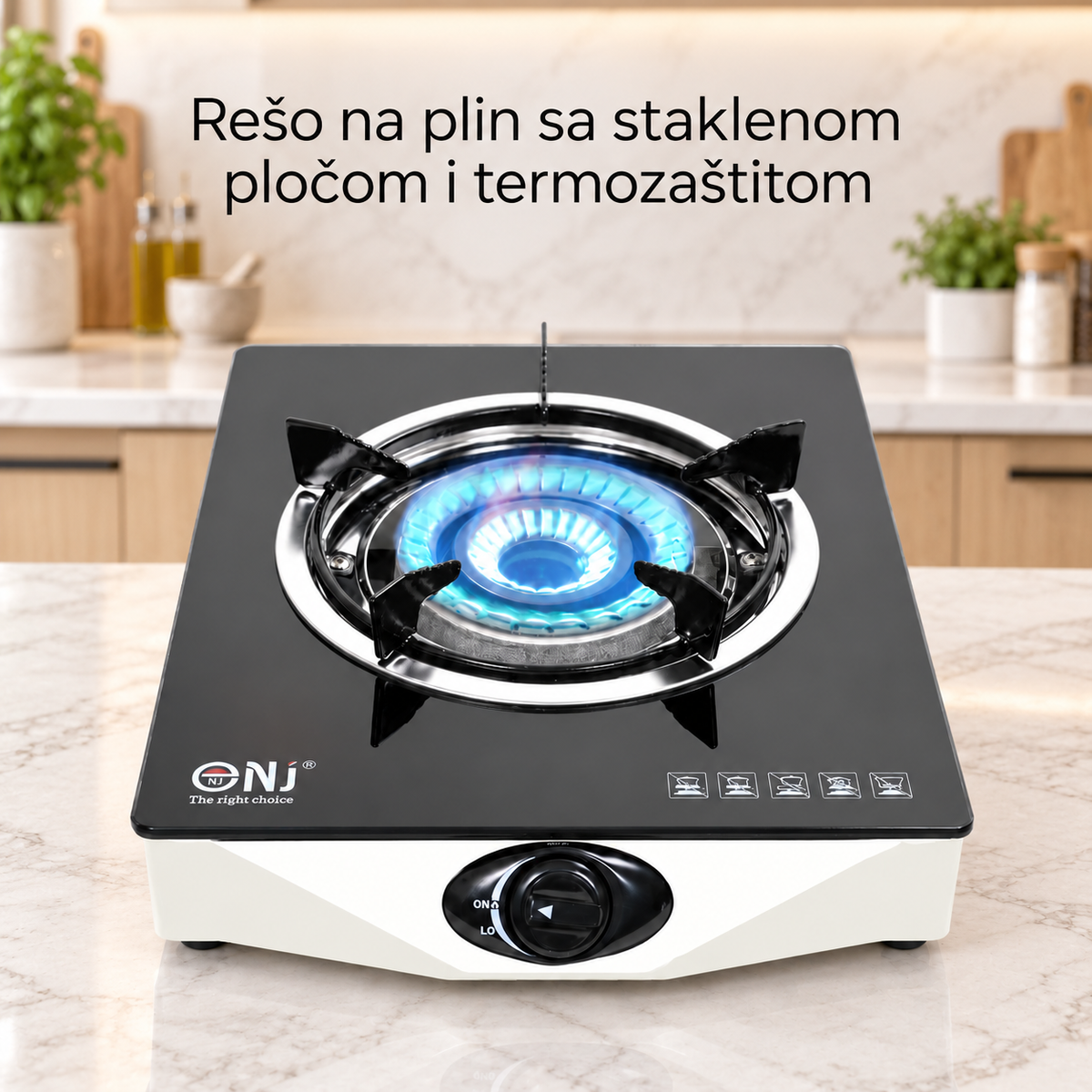 Rešo na plin sa staklenom pločom i termozaštitom