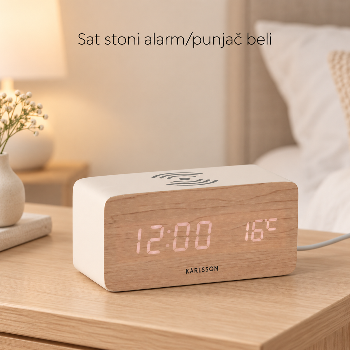 Sat stoni alarm/punjač beli