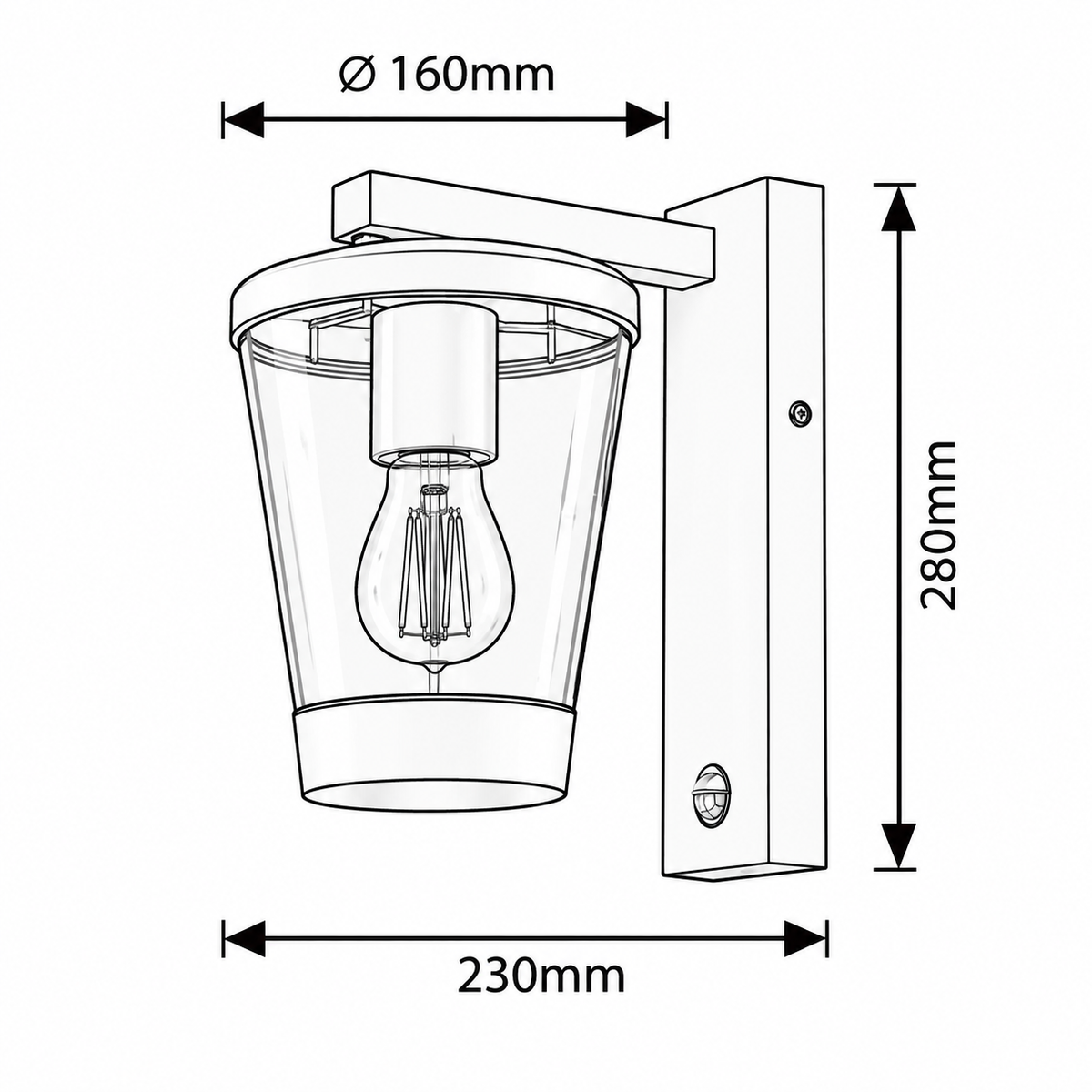 Savano spoljna zidna lampa tamno siva aluminijumska E27 40W sa senzorom