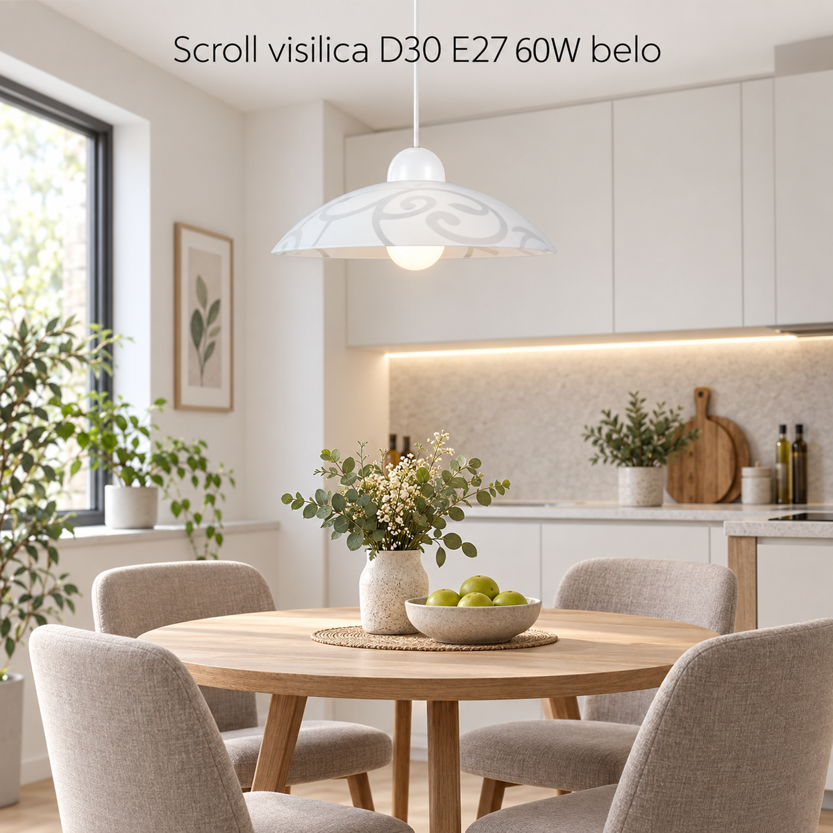 Scroll Visilica D30 E27 60W belo