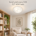 Scroll plafonjera D25 E27 60W belo