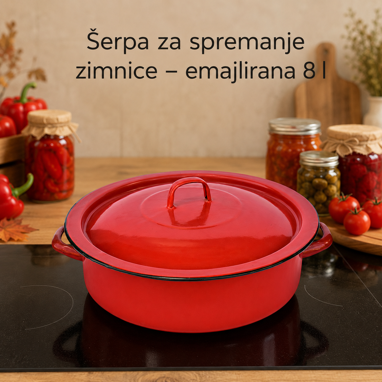 Šerpa za spremanje zimnice – emajlirana 8 l