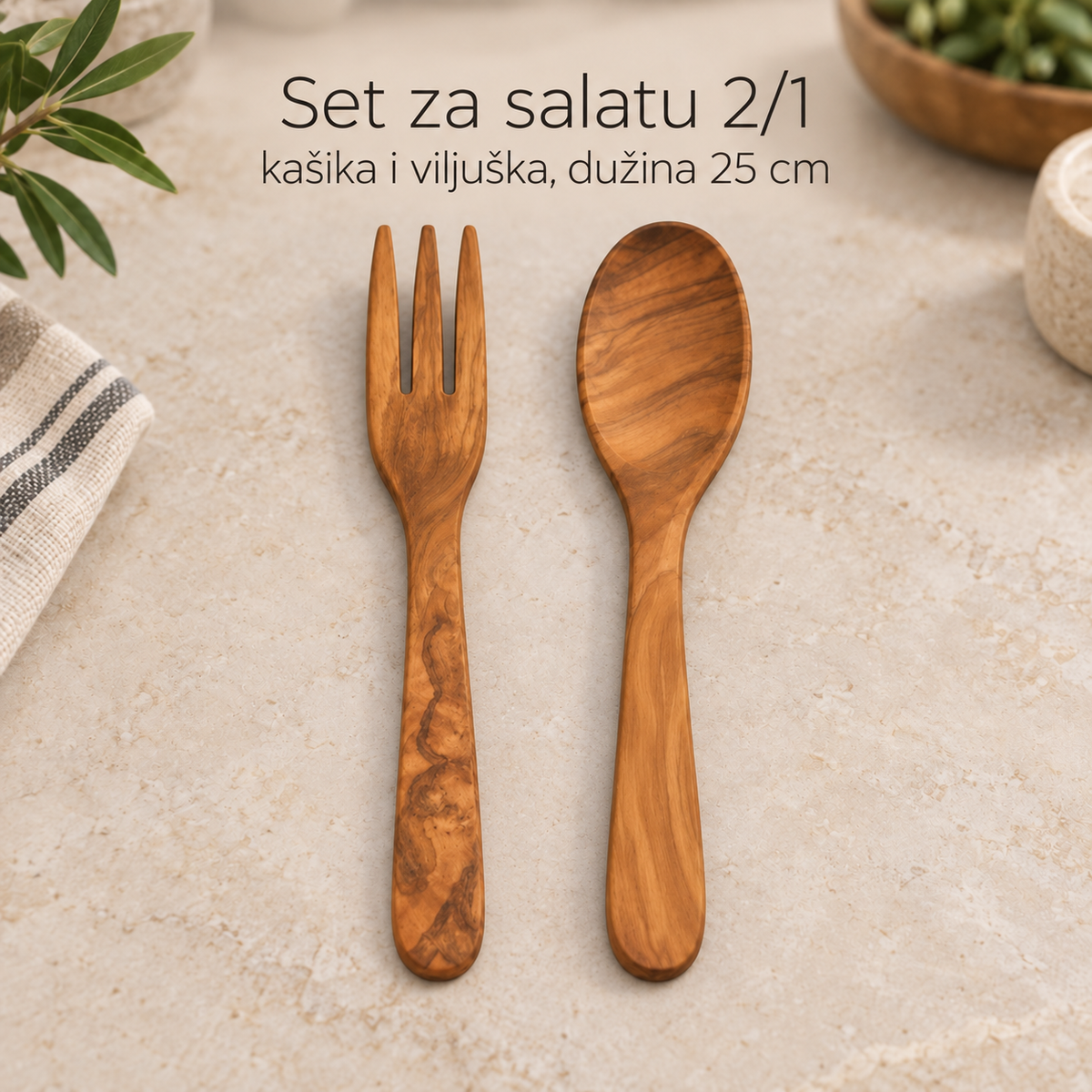 Set za salatu 2/1, kašika i viljuška, dužina 25 cm