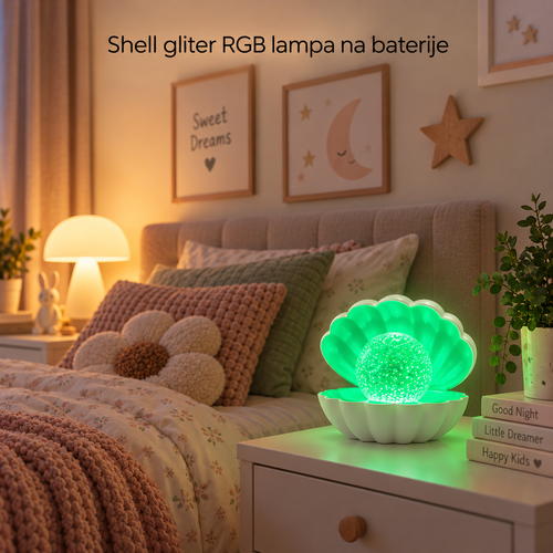Shell gliter RGB lampa na baterije