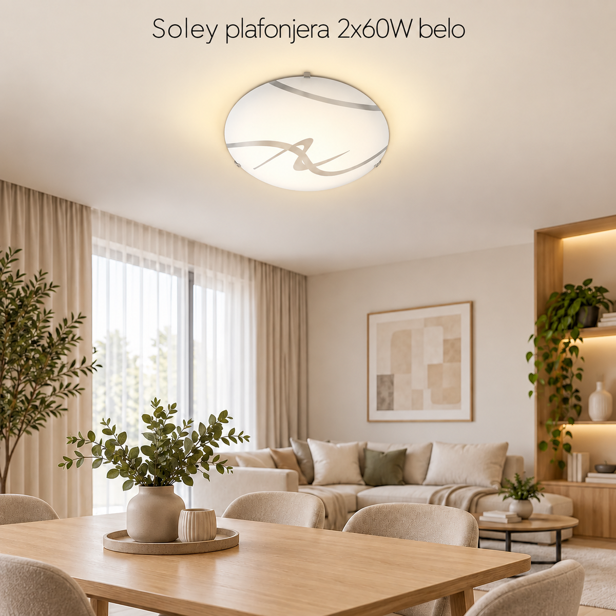 Soley plafonjera D40 E27 2x60W belo