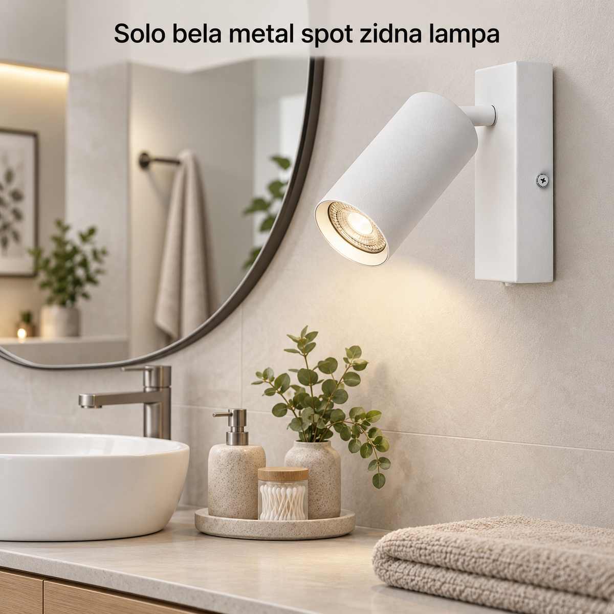 Solo bela metal spot zidna lampa 1xGU10 sa prekidačem
