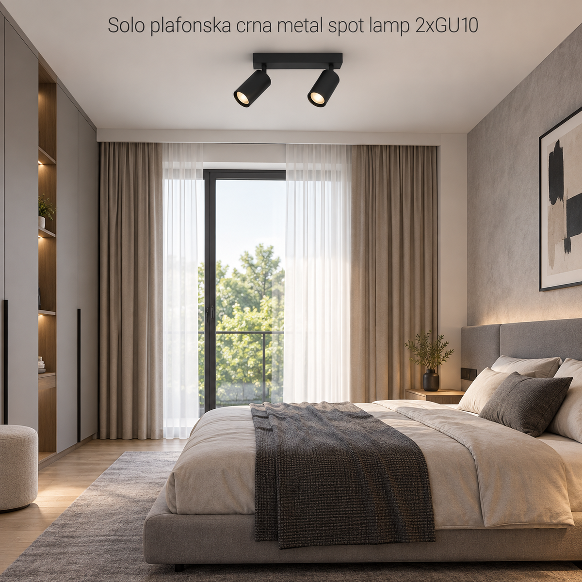 Solo plafonska crna metal spot lamp 2xGU10
