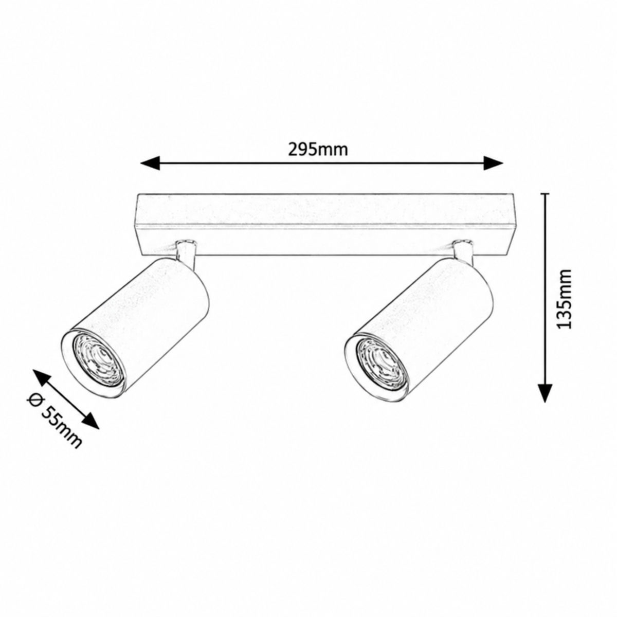 Solo plafonska crna metal spot lamp 2xGU10