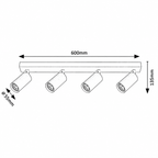 Solo plafonska crna metal spot lamp 4xGU10