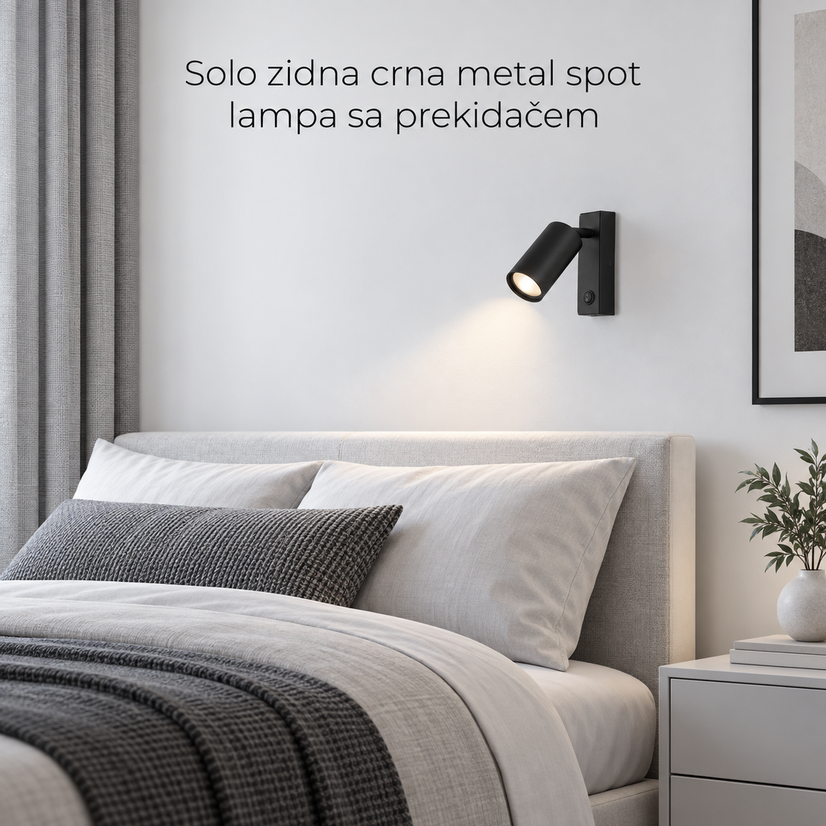 Solo zidna crna metal spot lamp 1xGU10 sa prekidačem