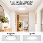 Sonnet ugradna I nadgradna plafonjera LED 18W 1500lm