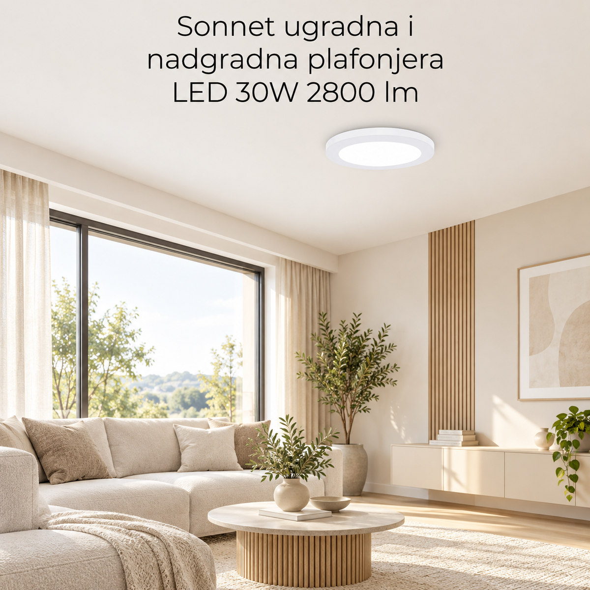 Sonnet ugradna I nadgradna plafonjera LED 30W 2800lm