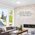 Sonnet ugradna I nadgradna plafonjera LED 18W 1500lm