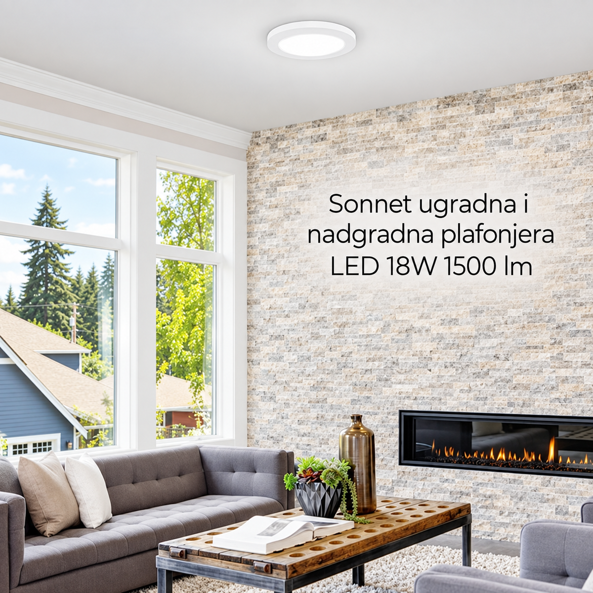 Sonnet ugradna I nadgradna plafonjera LED 18W 1500lm