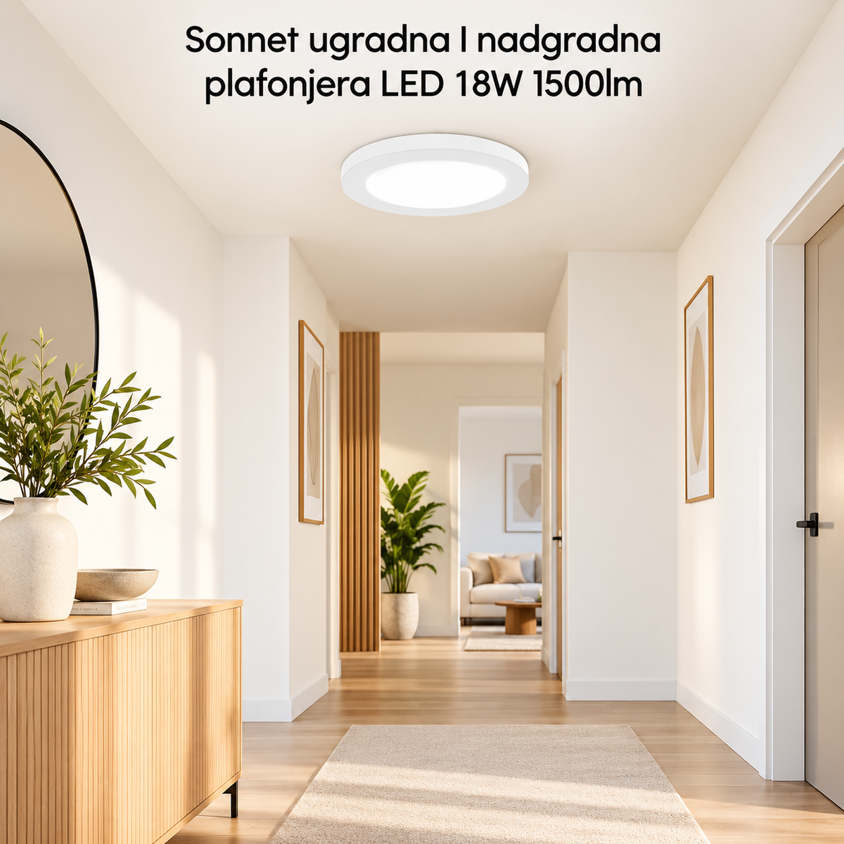 Sonnet ugradna I nadgradna plafonjera LED 18W 1500lm