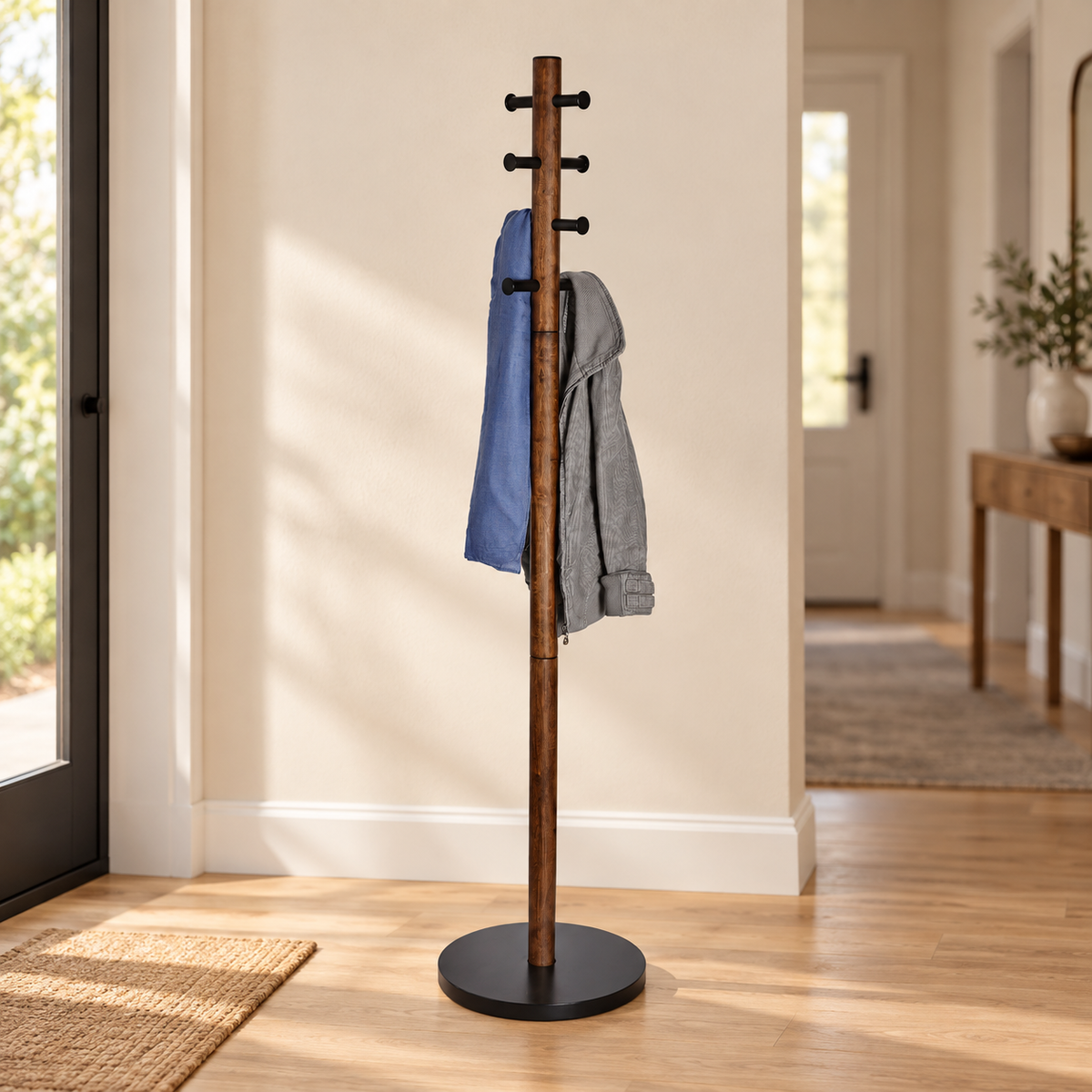 Vešalica za kapute PILLAR coat rack black/walnut