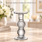 Svećnjak stakleni Candlestick POESIA 18 cm