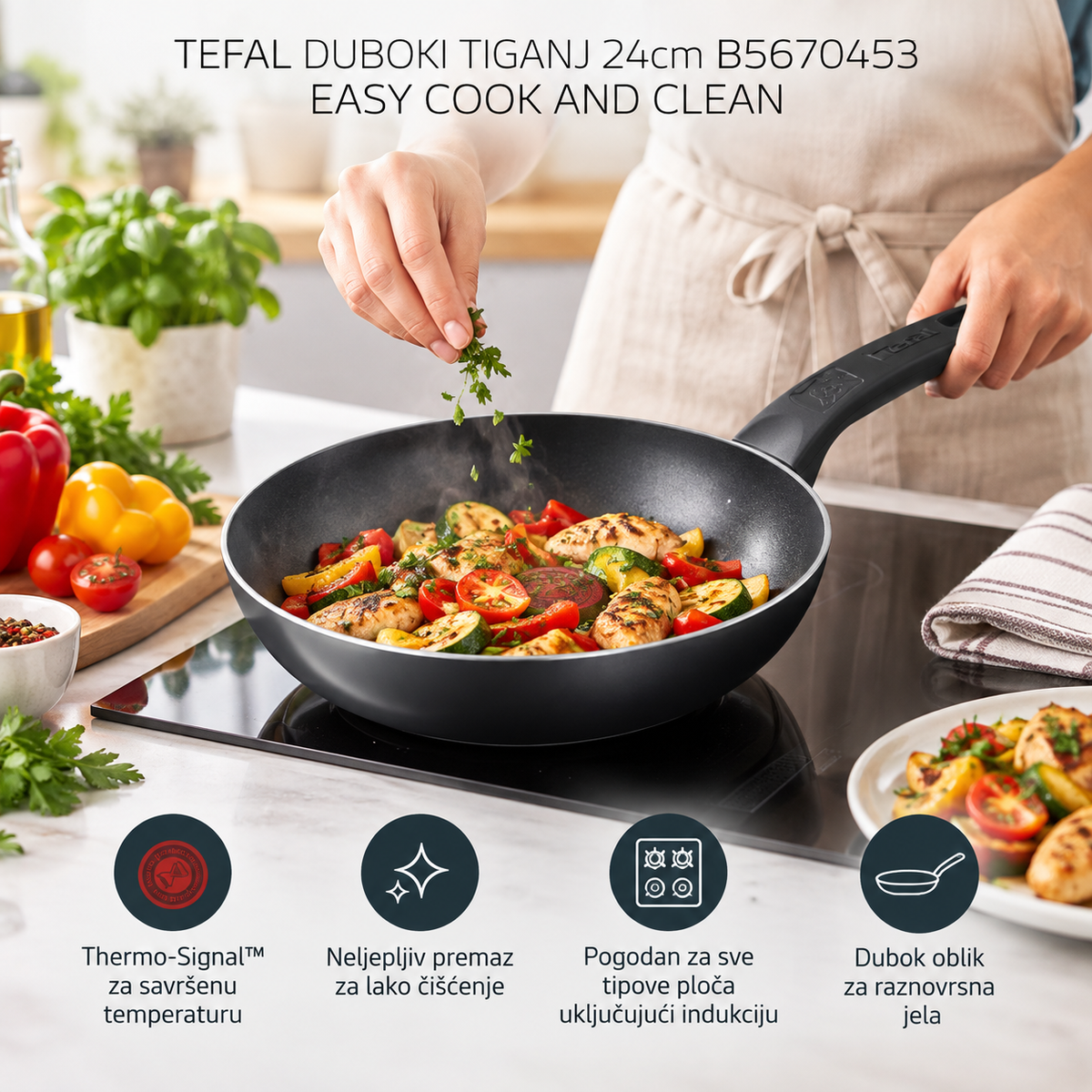 TEFAL DUBOKI TIGANJ 24cm B5670453 EASY COOK AND CLEAN