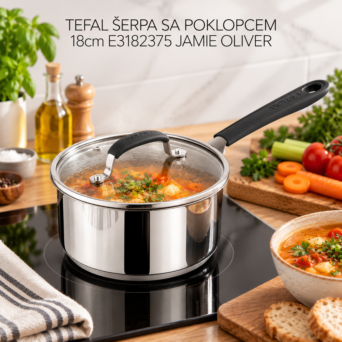TEFAL ŠERPA SA POKLOPCEM 18cm E3182375 JAMIE OLIVER
