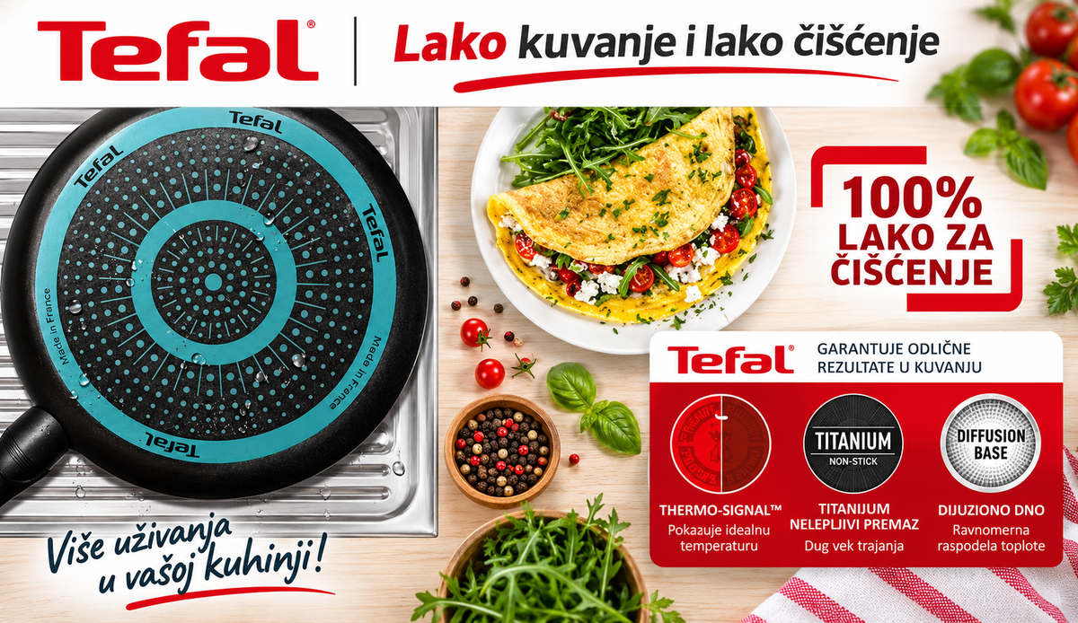 TEFAL ŠERPA SA POKLOPCEM 24CM B5674653 EASY COOK AND CLEAN