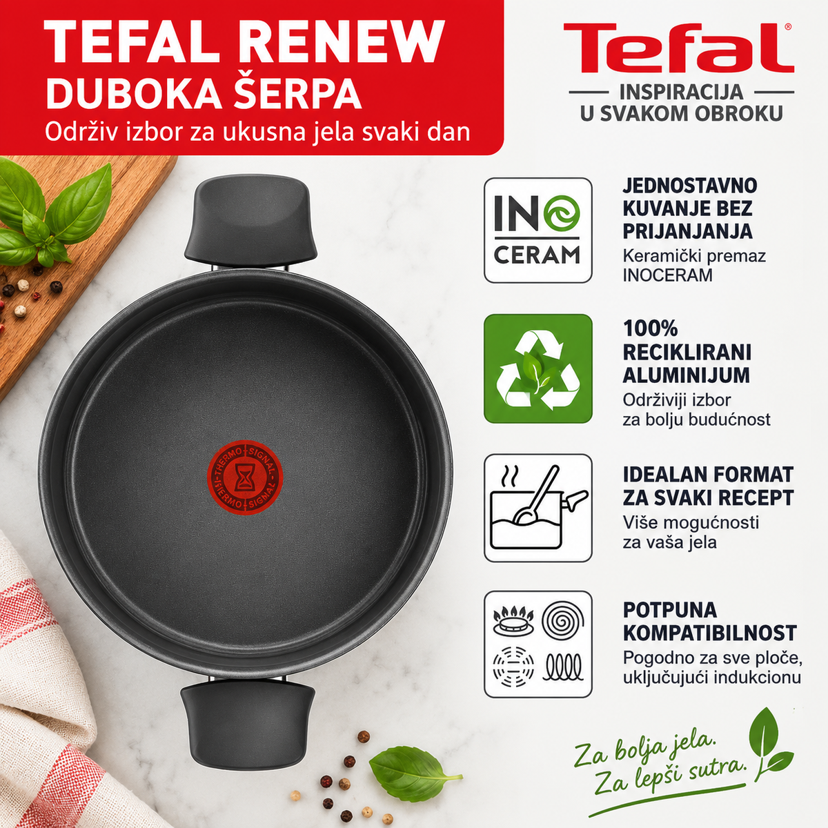 TEFAL ŠERPA SA POKLOPCEM 24cm C4264673 RENEW