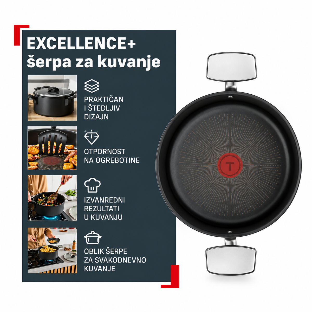 TEFAL ŠERPA SA POKLOPCEM 24cm G3284653 EXCELLENCE