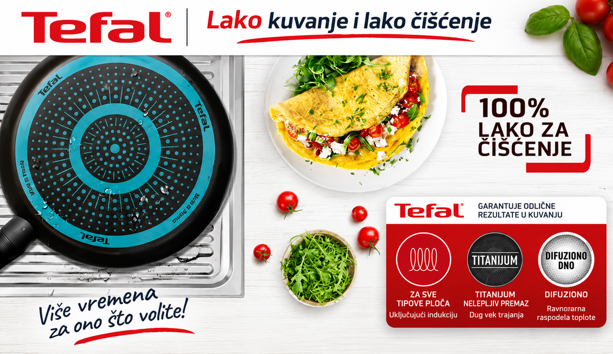 TEFAL ŠERPA SA POKLOPCEM 28CM EASY COOK AND CLEAN B5677253